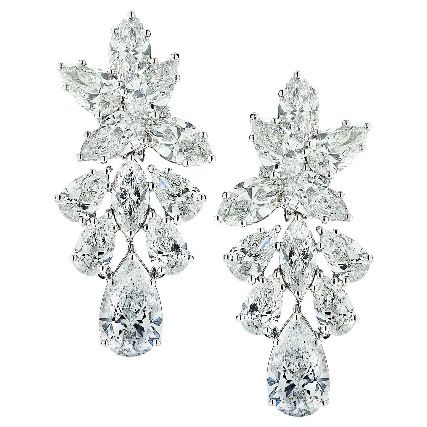 Contemporary Platinum Diamond Earrings front