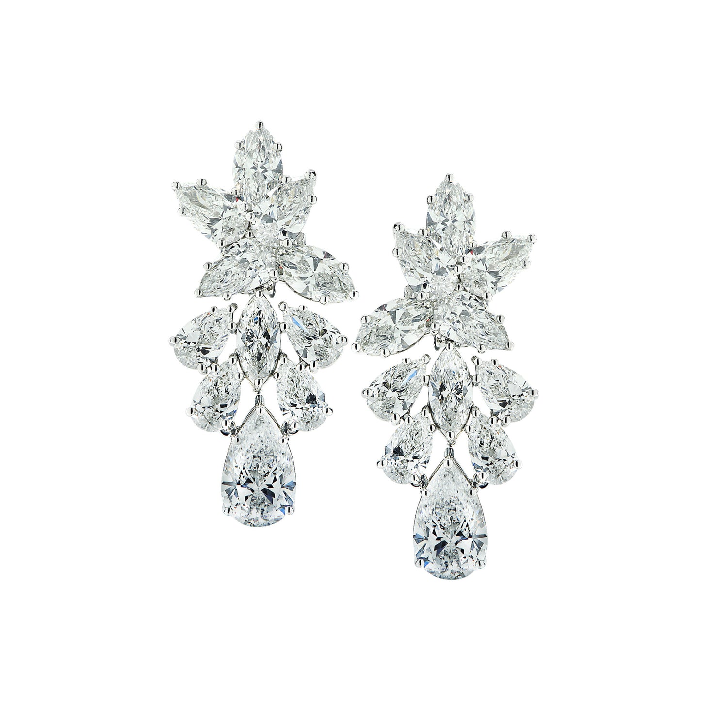 Contemporary Platinum Diamond Earrings front