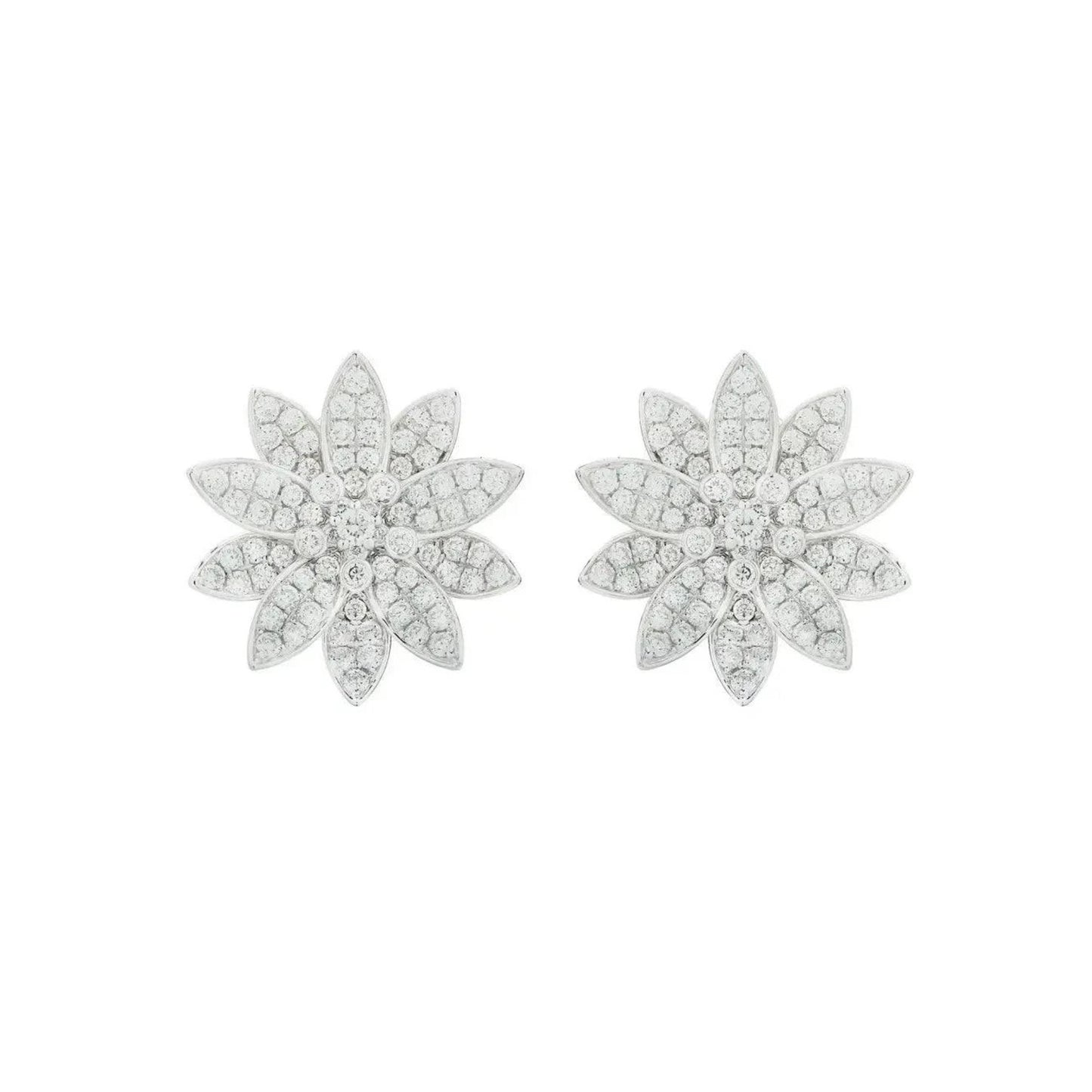 Van Cleef & Arpels Post-1980s 18KT White Gold Diamond Lotus Earrings front
