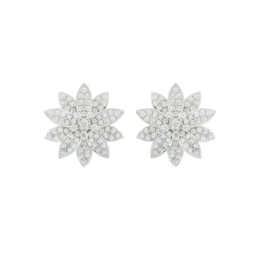 Van Cleef & Arpels Post-1980s 18KT White Gold Diamond Lotus Earrings front