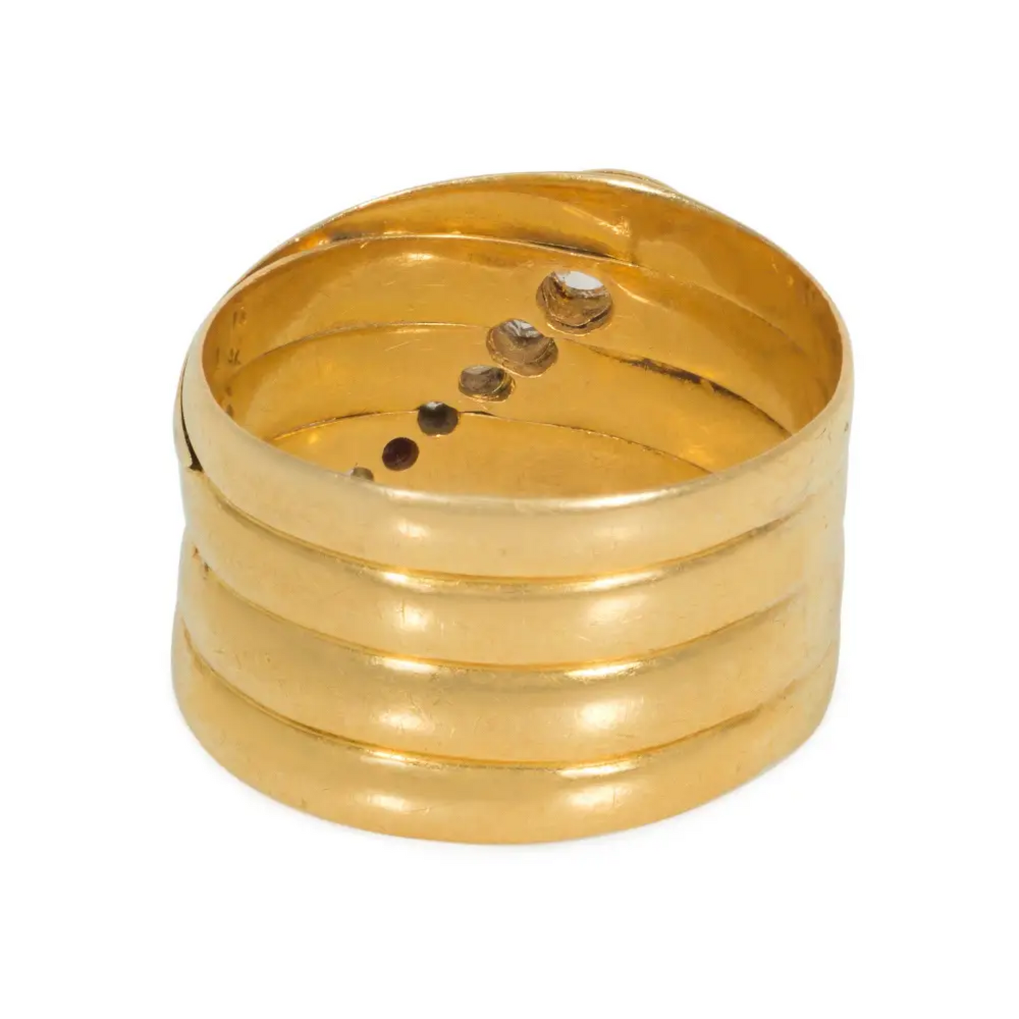 English Victorian 18KT Yellow Gold Diamond Snake Ring back