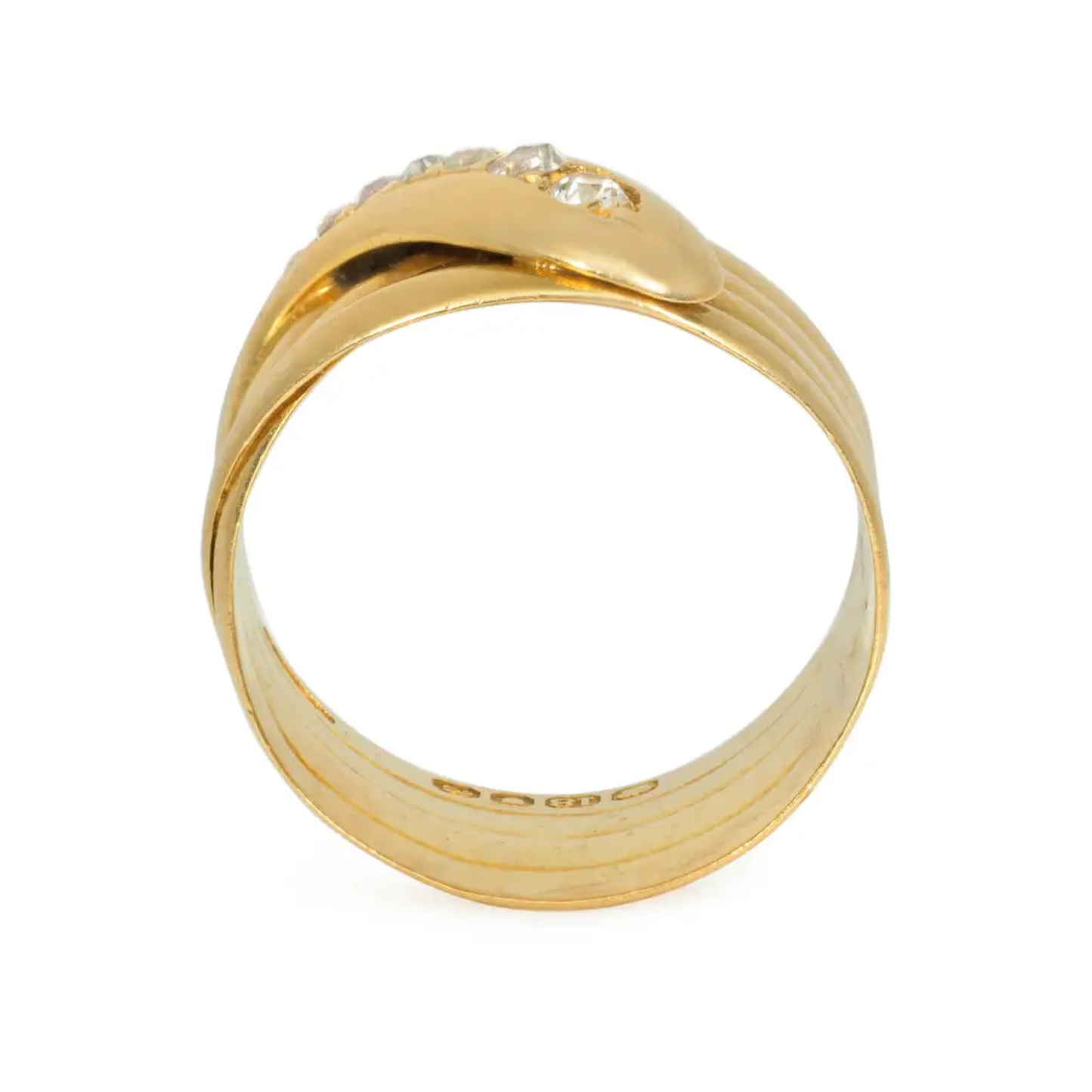 English Victorian 18KT Yellow Gold Diamond Snake Ring profile
