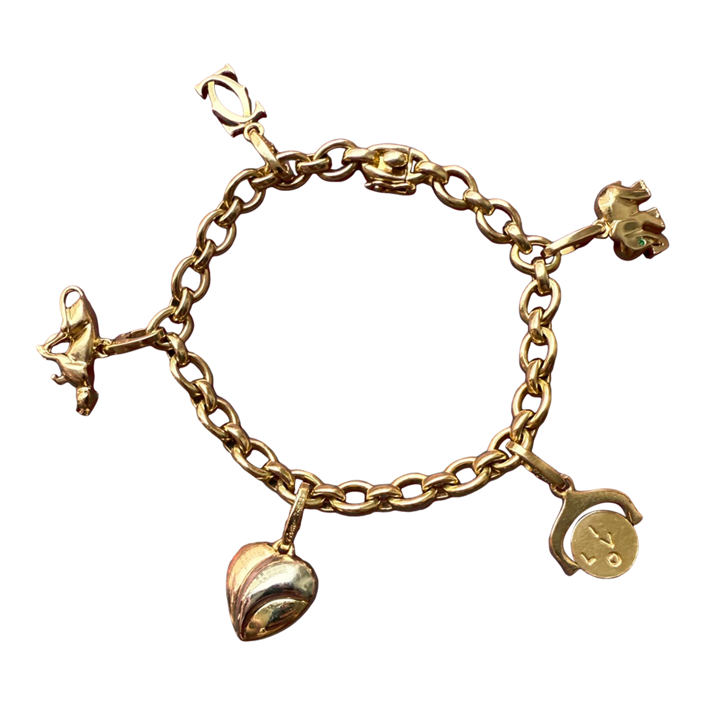 Cartier Post-1980s 18KT Yellow Gold Diamond Charm Bracelet front