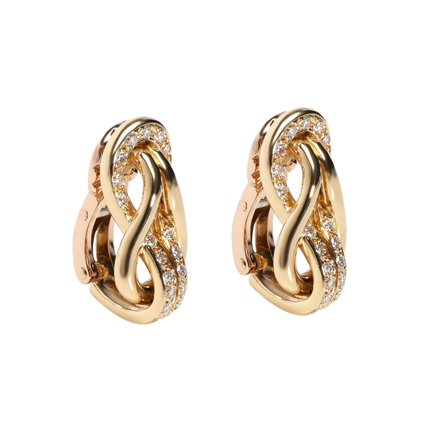 Cartier 1980s 18KT Yellow Gold Diamond Hercules Knot Earrings side