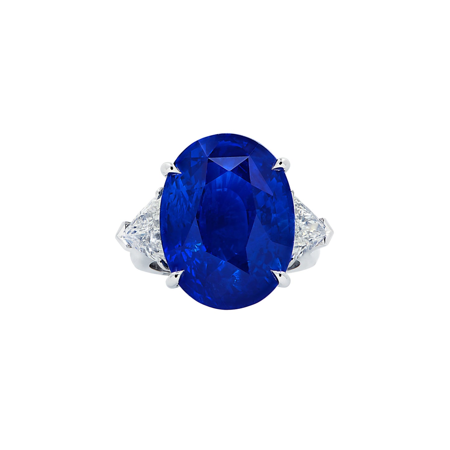 Contemporary Platinum Sapphire & Diamond Ring front