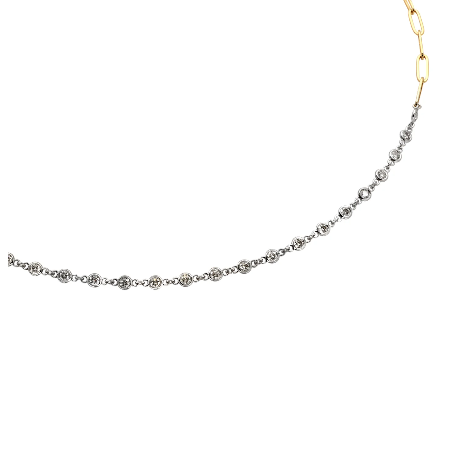 Post-1980s 14KT White & Yellow Gold Diamond Necklace close-up details