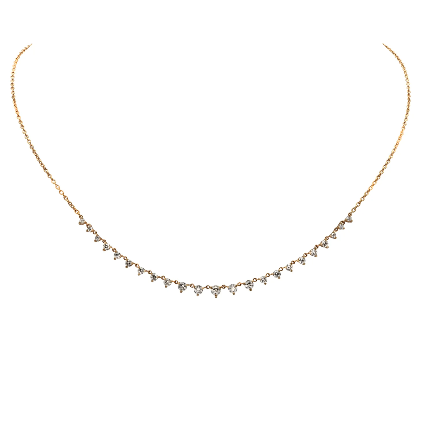 Post-1980s 18KT Yellow Gold Diamond Necklace front