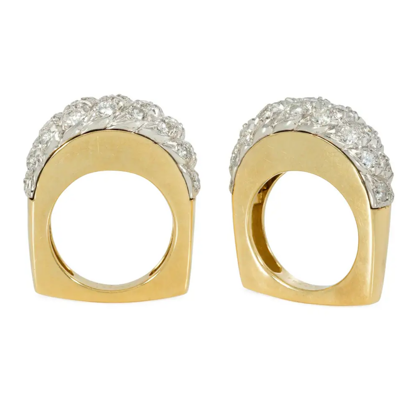 Neiman Marcus French 1960s Platinum & 18KT Yellow Gold Diamond Rings profile