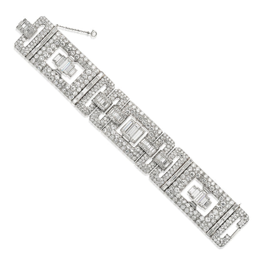 Art Deco Platinum Diamond Bracelet front