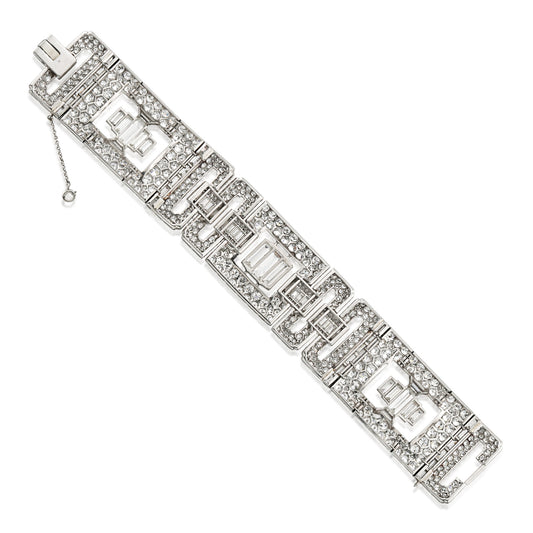 Art Deco Platinum Diamond Bracelet back