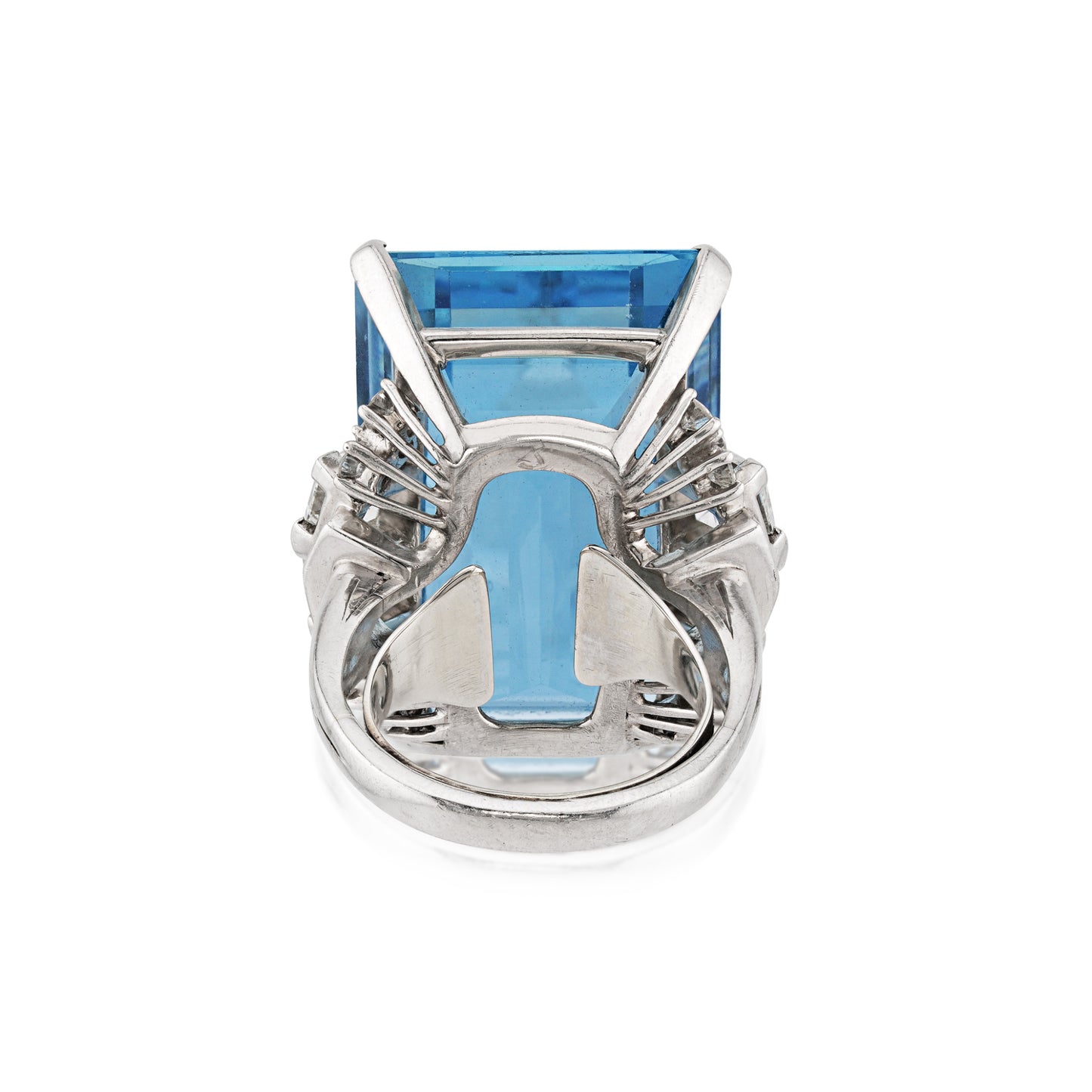 1950s Platinum Aquamarine & Diamond Ring back