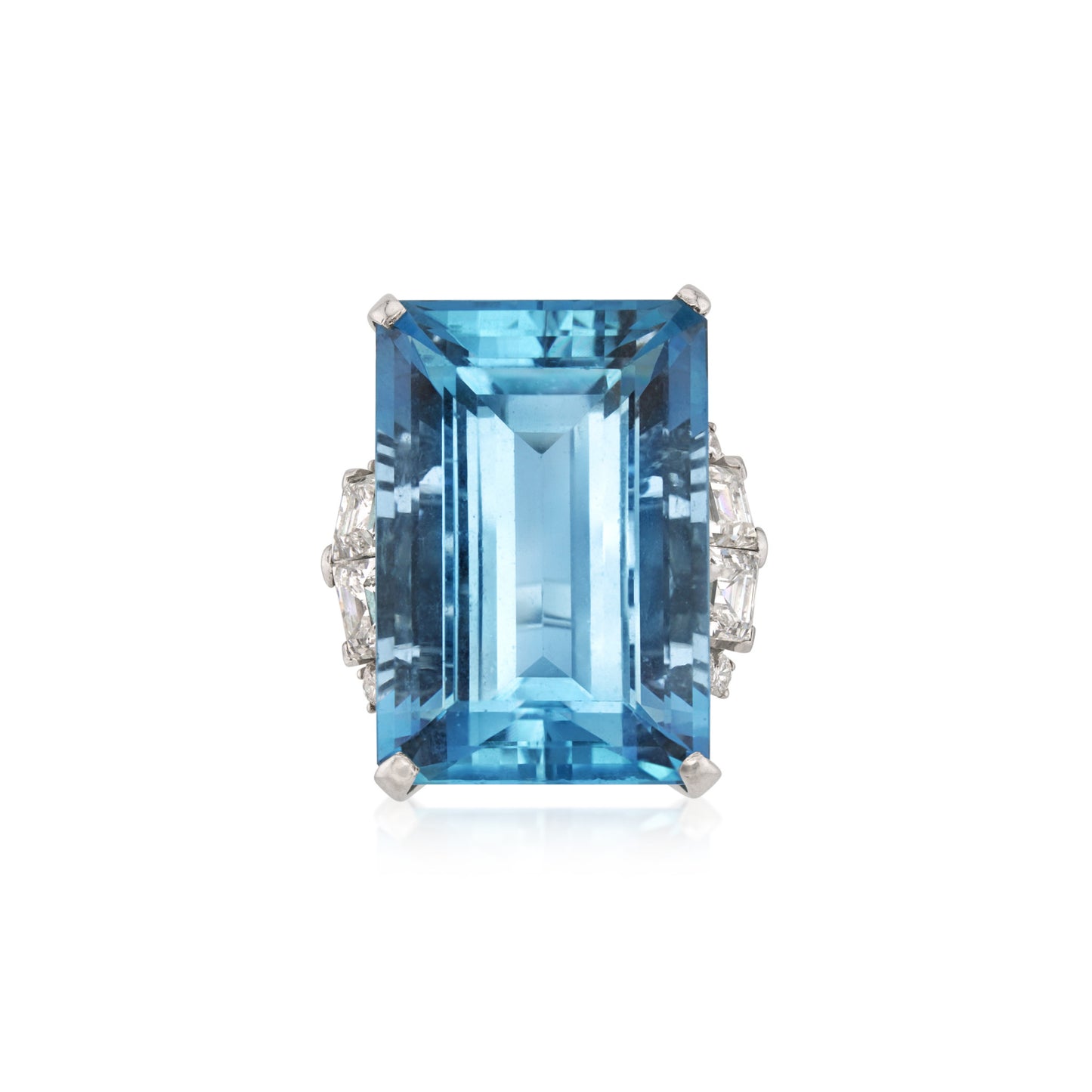 1950s Platinum Aquamarine & Diamond Ring front