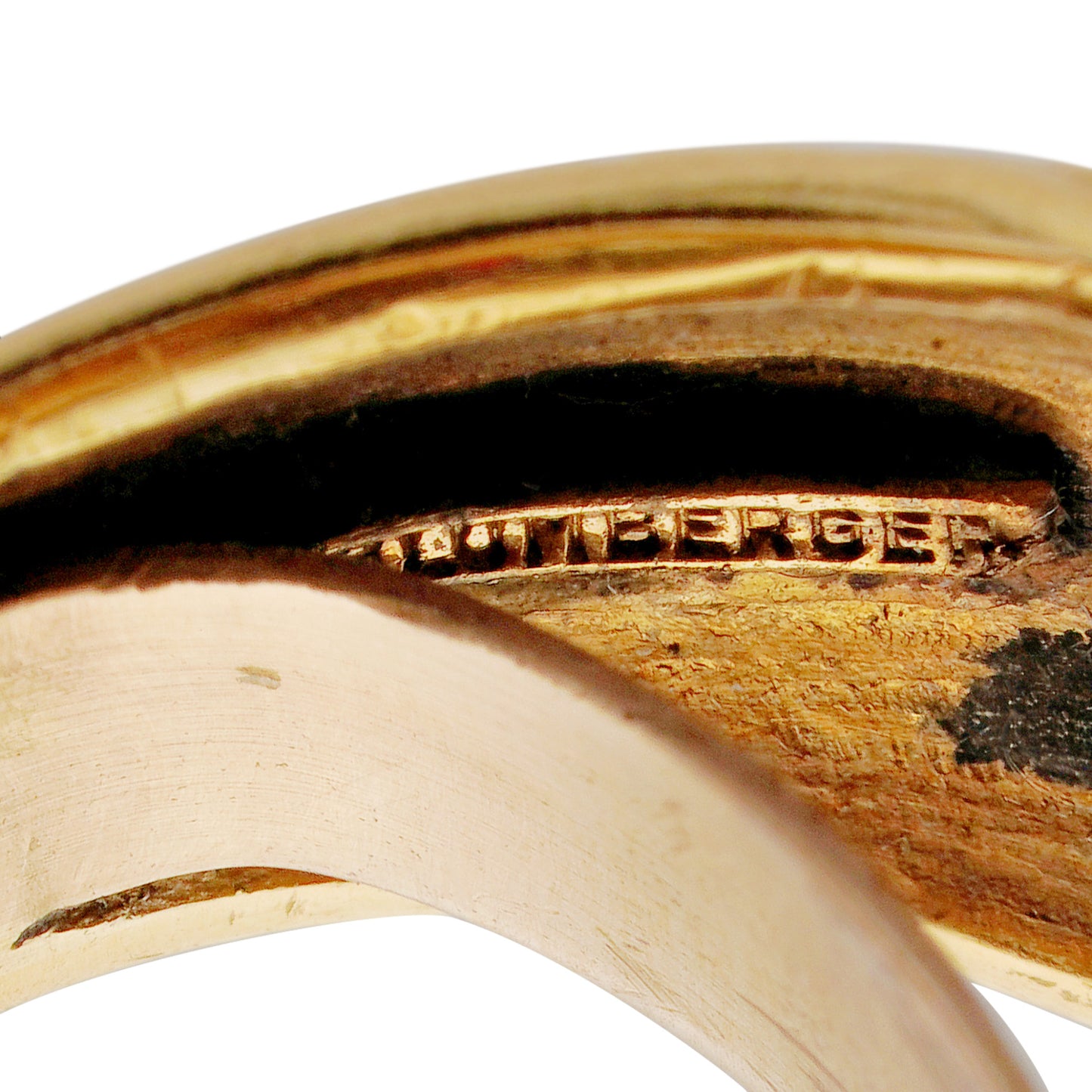 Jean Schlumberger 1960s 18KT Yellow Gold Turquoise & Ruby Ring signature