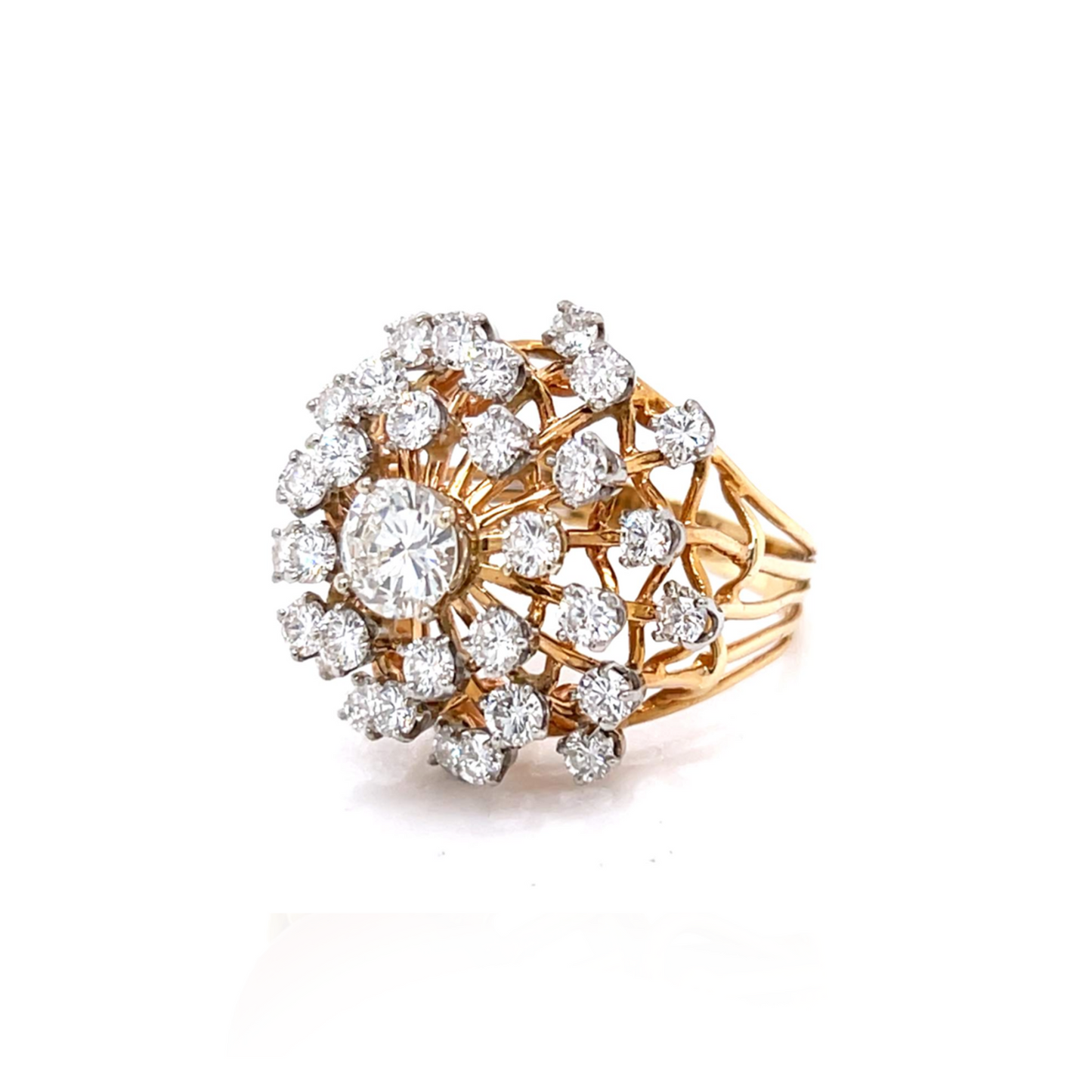 1960s 14KT Yellow Gold Diamond Ring side
