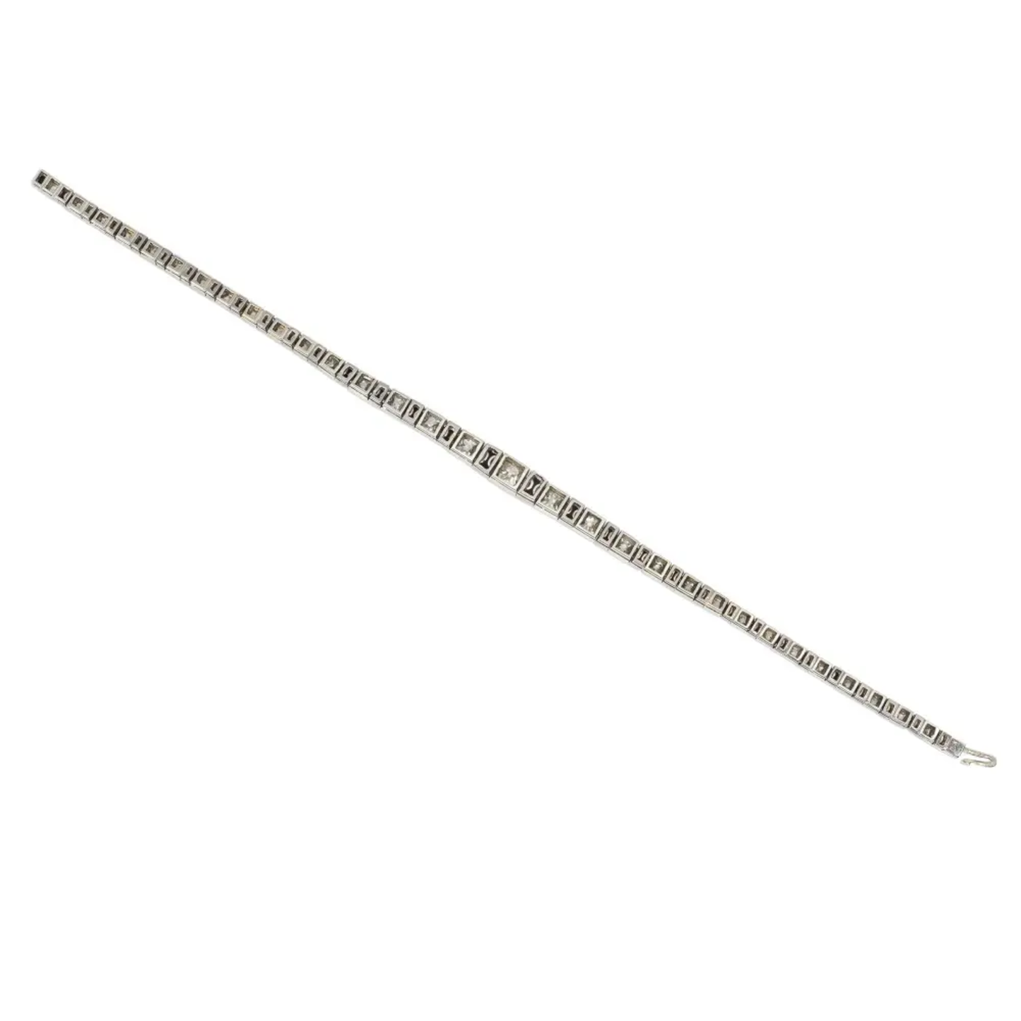 French Art Deco 18KT White Gold Diamond & Onyx Bracelet back
