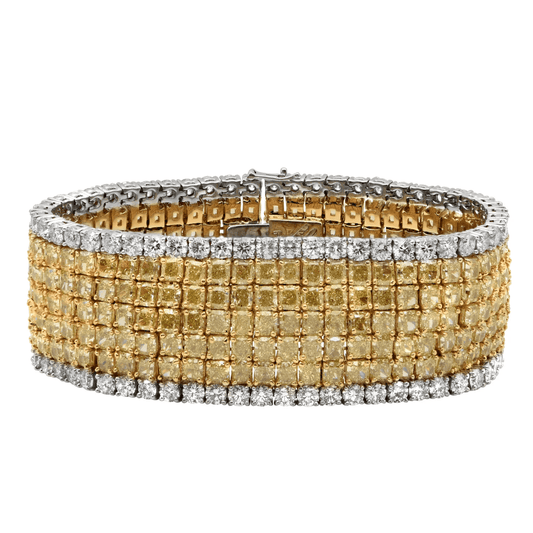 Contemporary Platinum & 18KT Yellow Gold Diamond Bracelet front