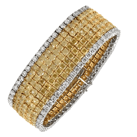 Contemporary Platinum & 18KT Yellow Gold Diamond Bracelet front