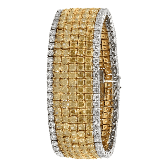 Contemporary Platinum & 18KT Yellow Gold Diamond Bracelet front