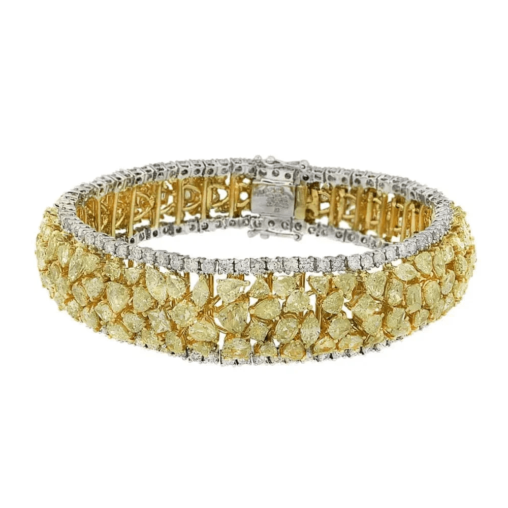 Contemporary 18KT White & Yellow Gold Diamond Bracelet front