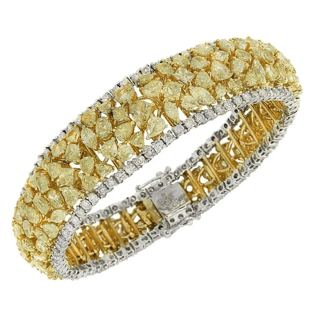 Contemporary 18KT White & Yellow Gold Diamond Bracelet front