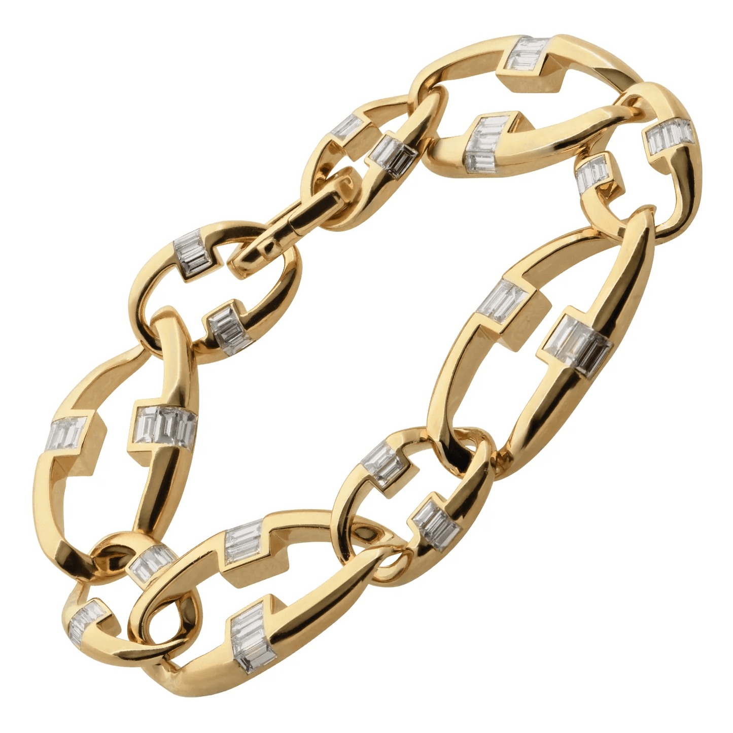 Contemporary 18KT Yellow Gold Diamond Bracelet front