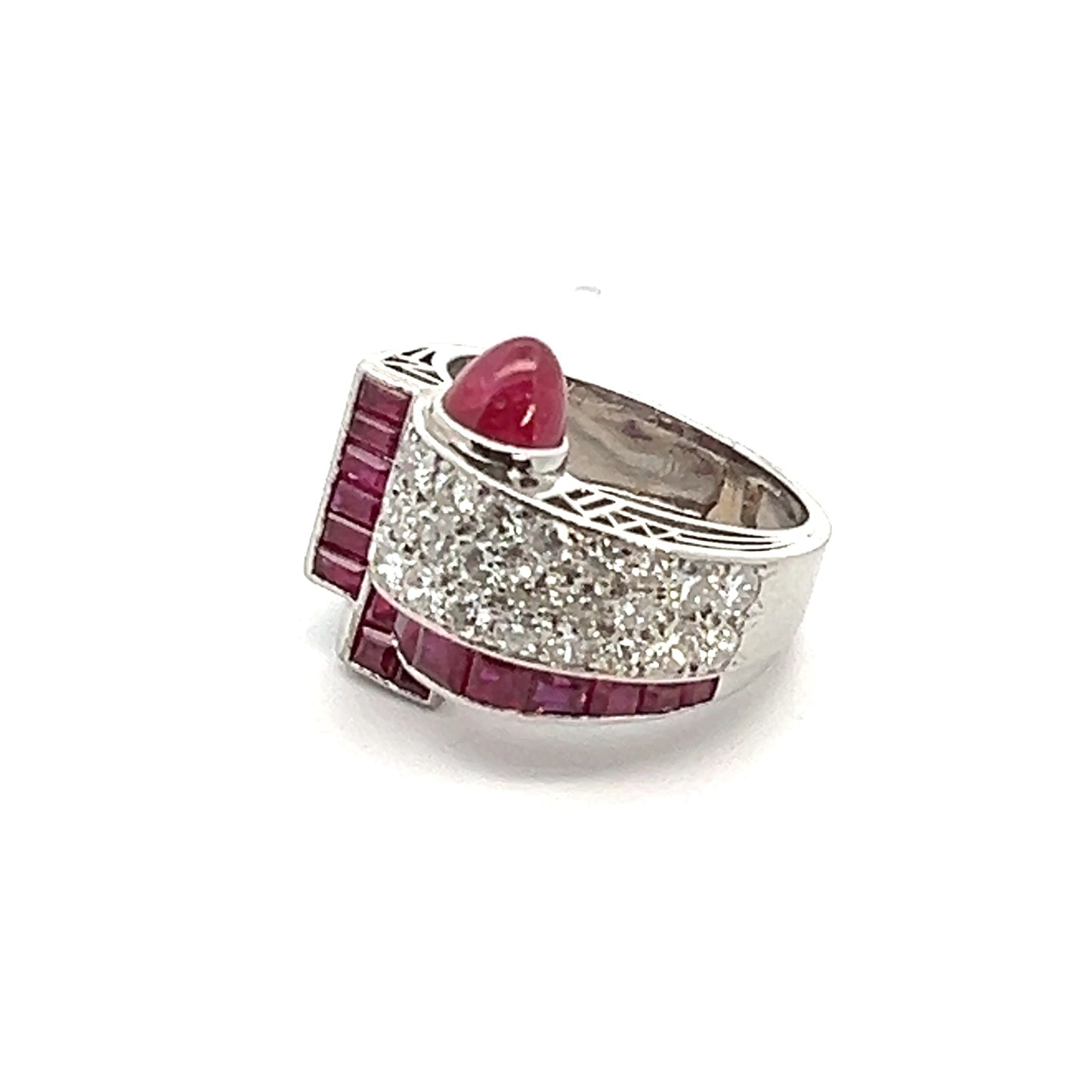 Art Deco Platinum Ruby & Diamond Ring front