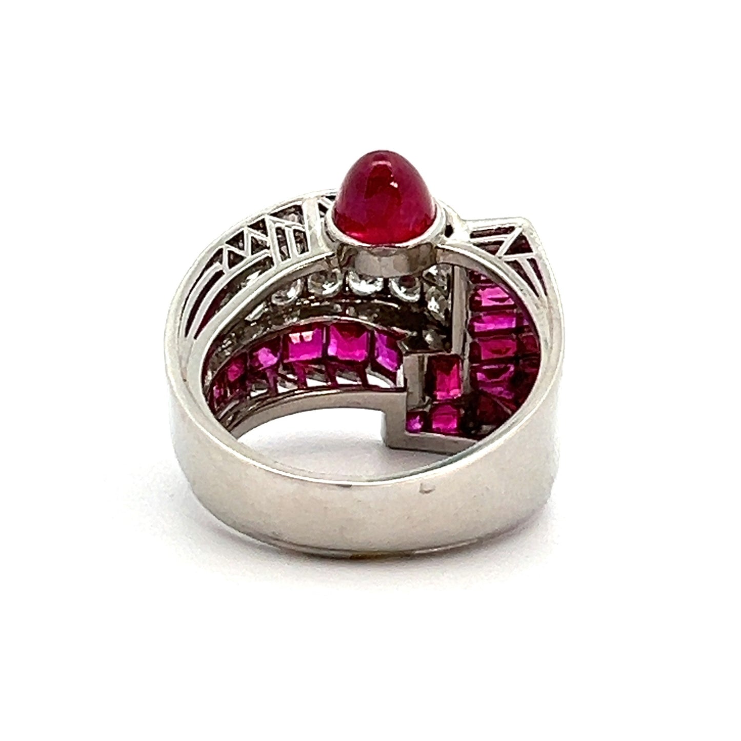 Art Deco Platinum Ruby & Diamond Ring back