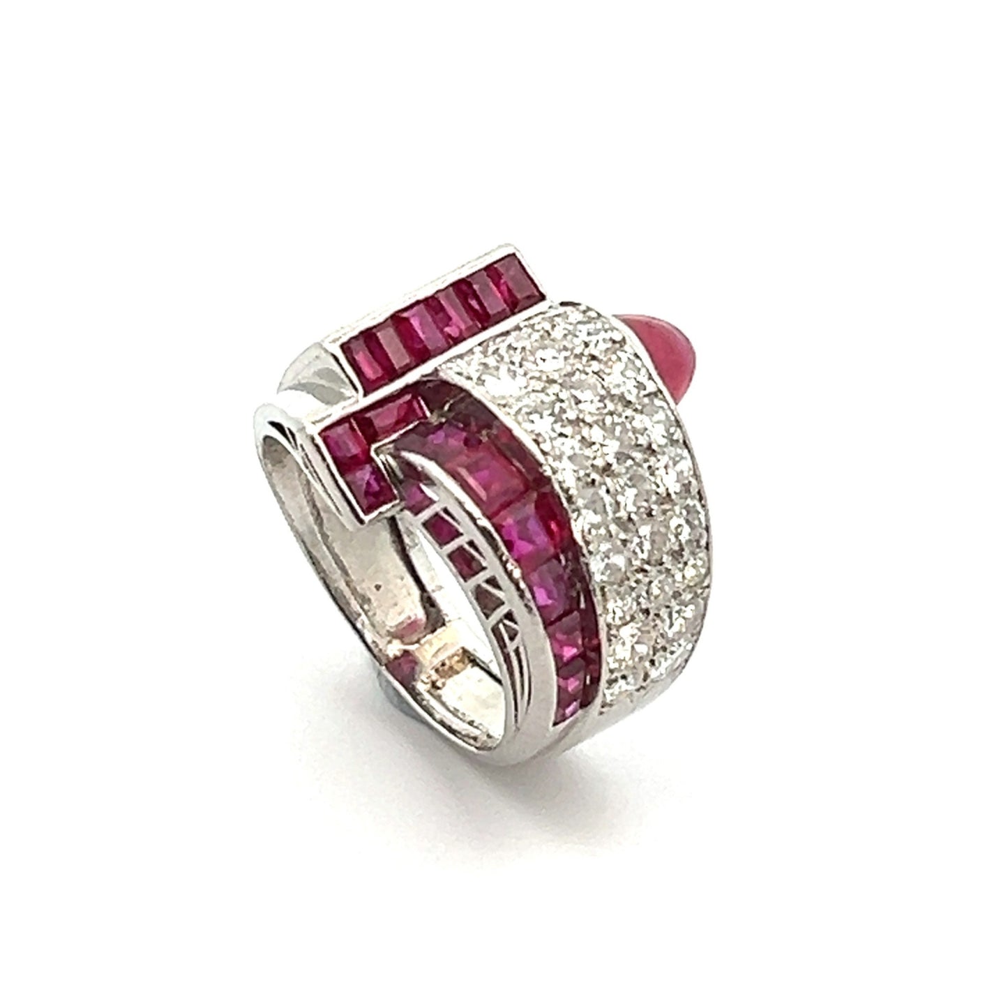Art Deco Platinum Ruby & Diamond Ring side
