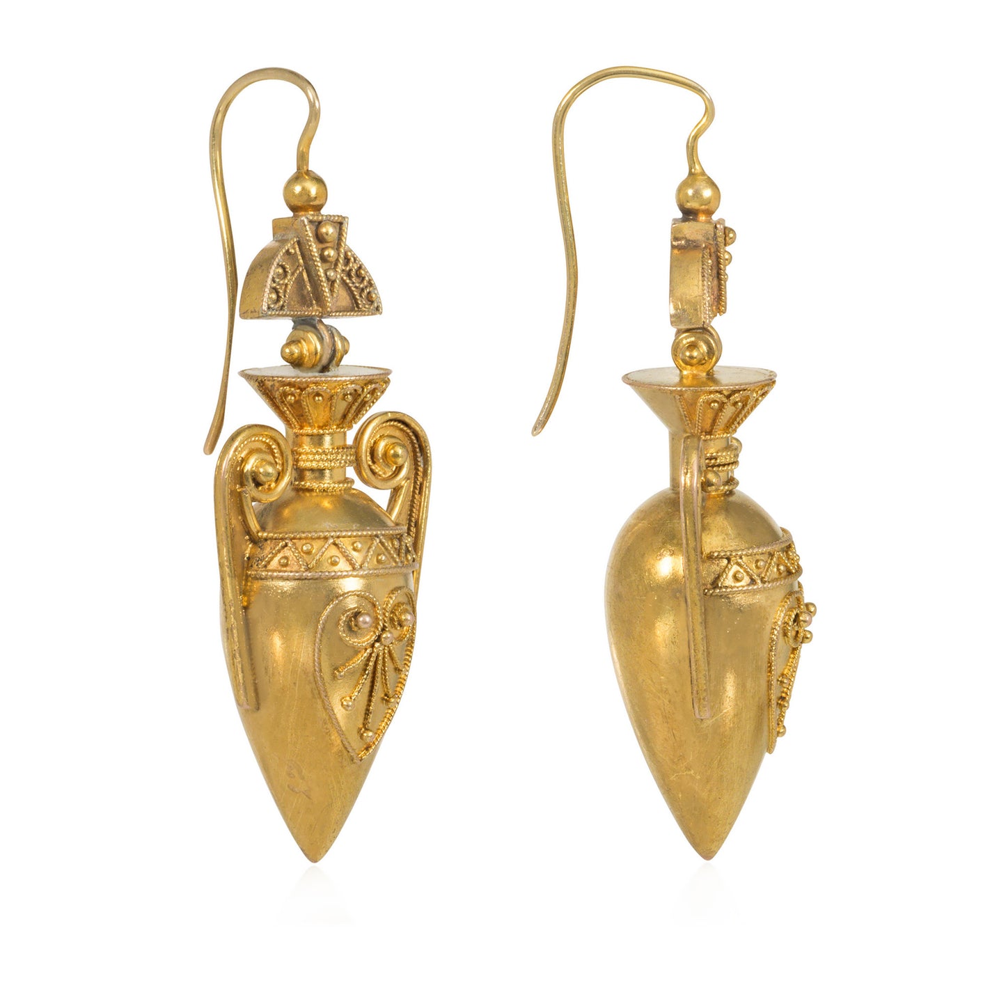 Antique 18KT Yellow Gold Urn Earrings side