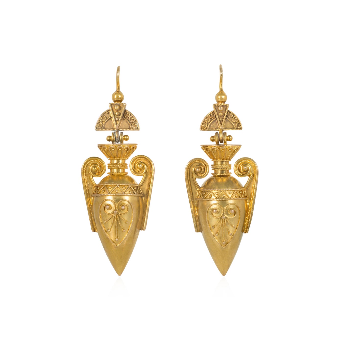 Antique 18KT Yellow Gold Urn Earrings front