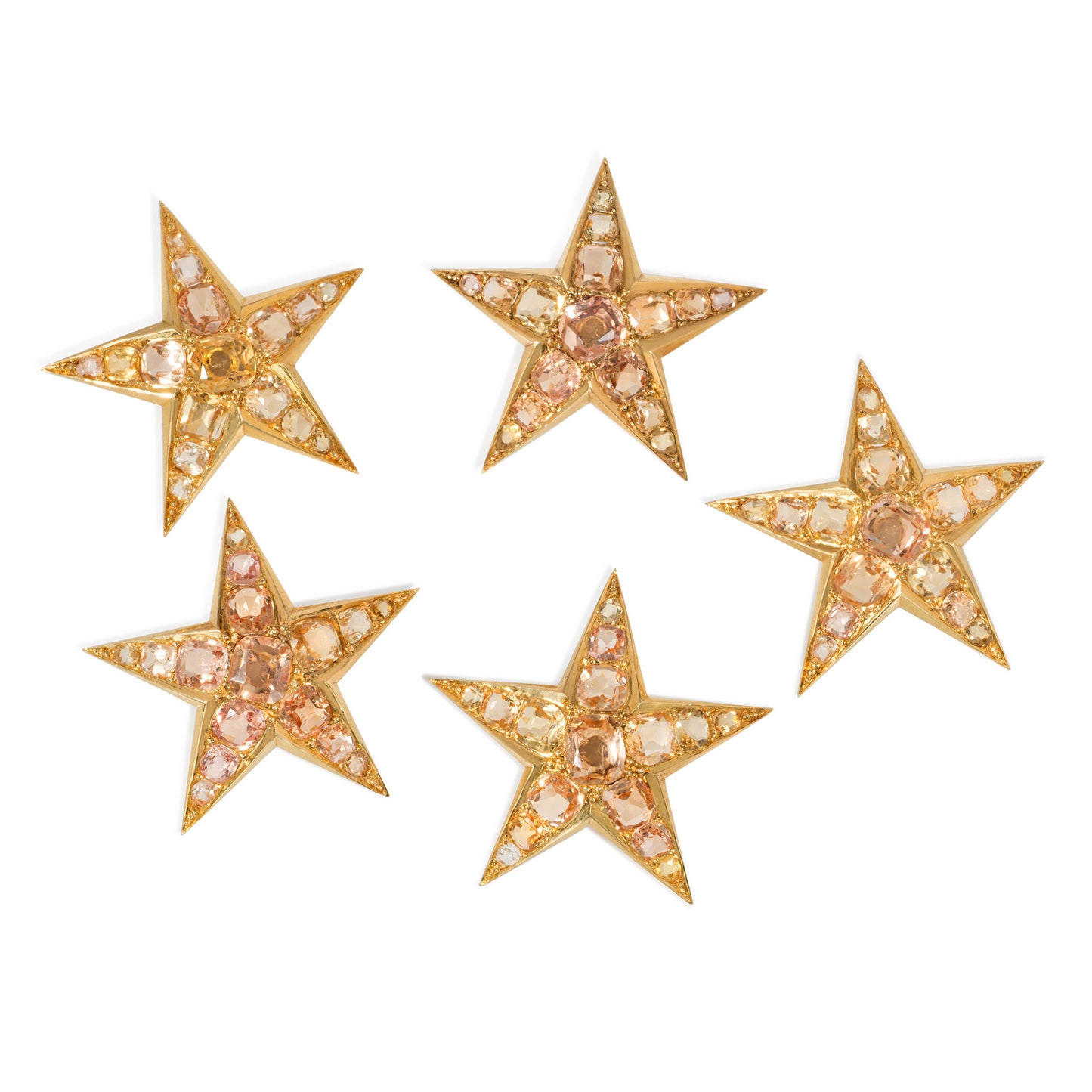 Antique 18KT Yellow Gold Topaz Star Brooch Set front