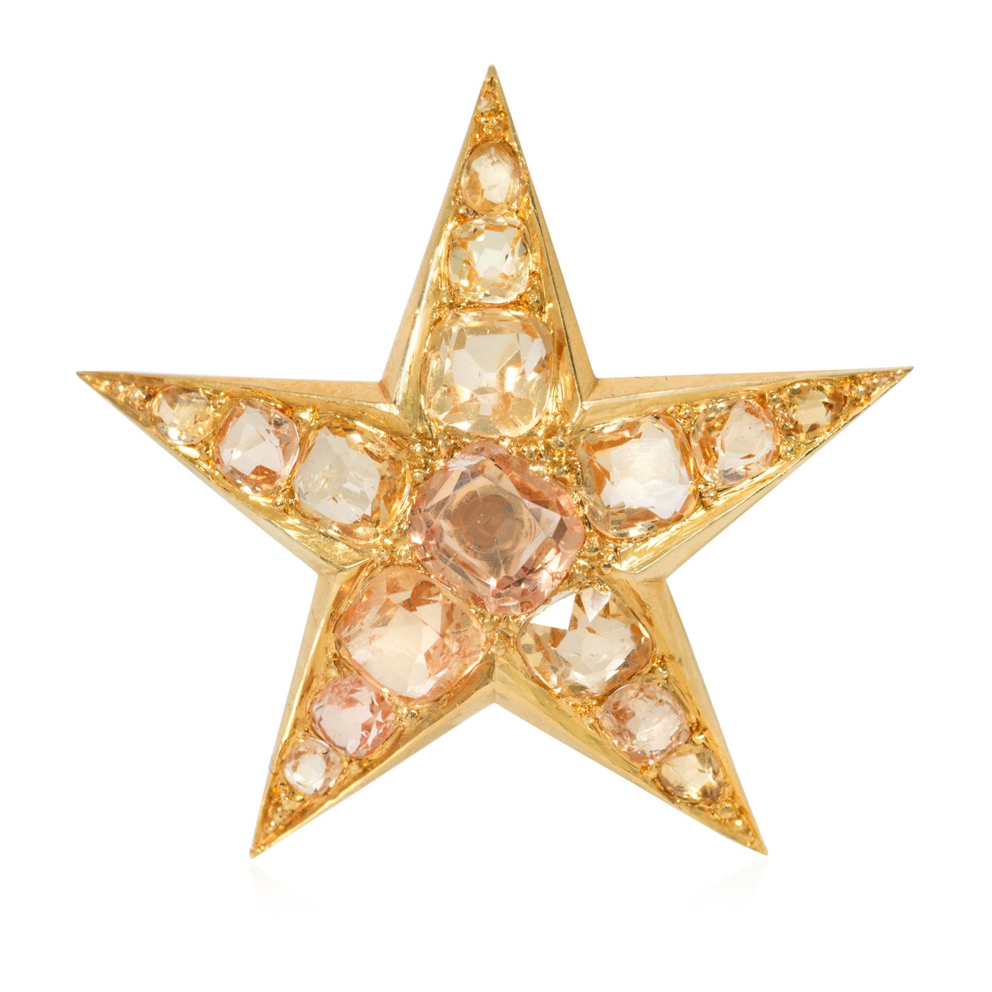 Antique 18KT Yellow Gold Topaz Star Brooch Set front