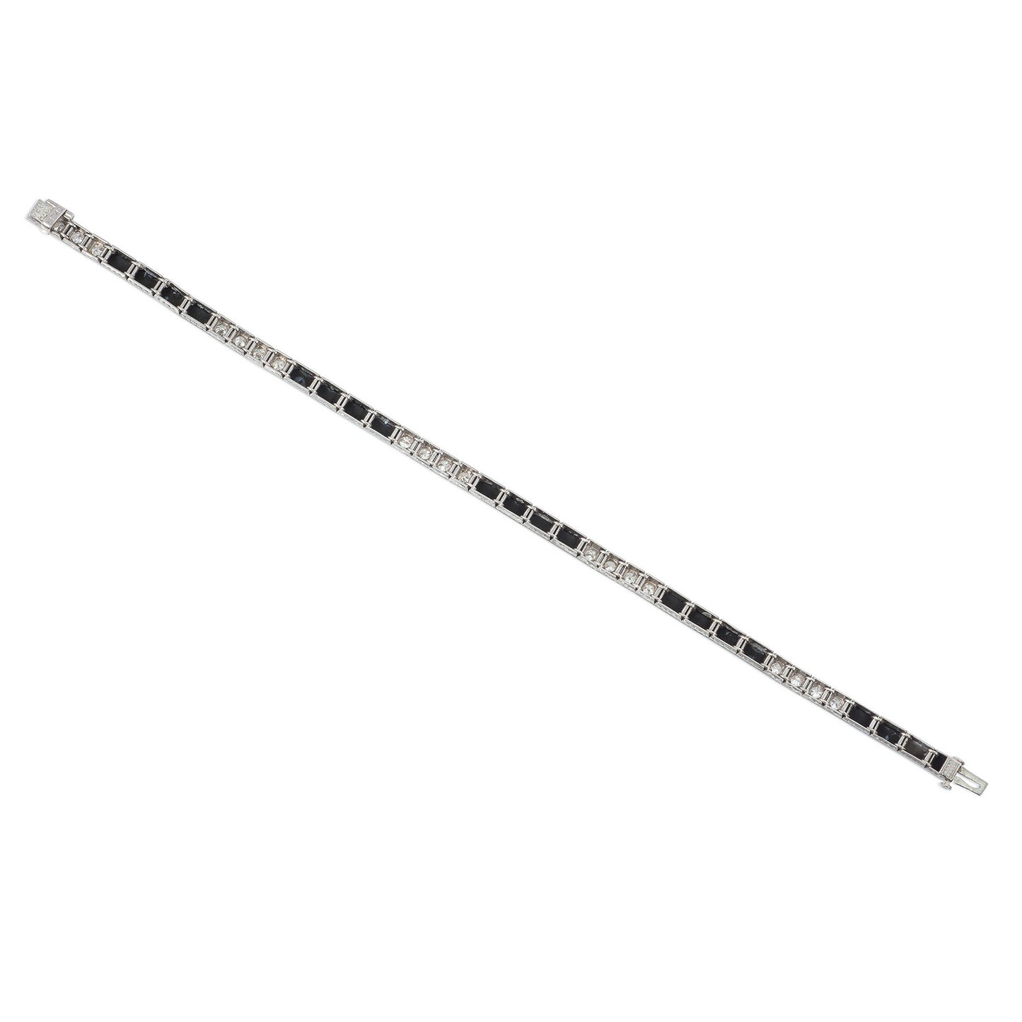 J.E. Caldwell Art Deco Platinum Diamond & Onyx Bracelet back
