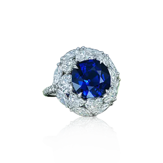 Post-1980s Platinum Sapphire & Diamond Ring front