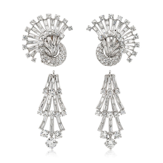 1960s Platinum Diamond Earrings front