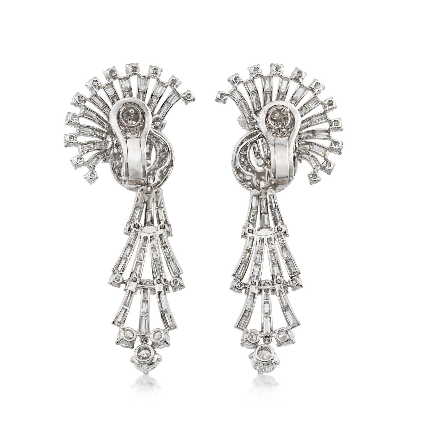 1960s Platinum Diamond Earrings back
