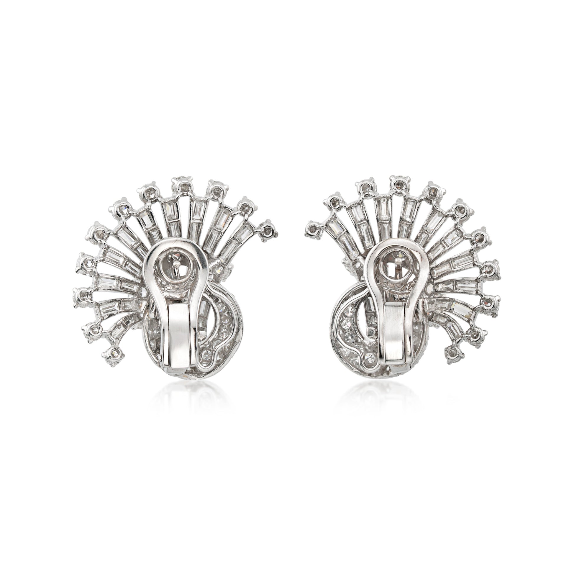 1960s Platinum Diamond Earrings back