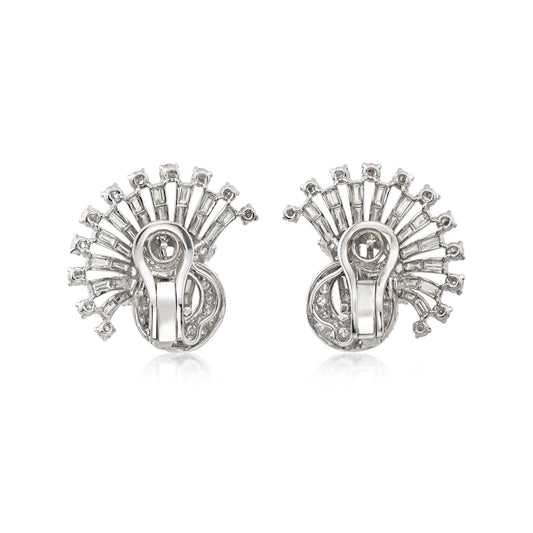 1960s Platinum Diamond Earrings back