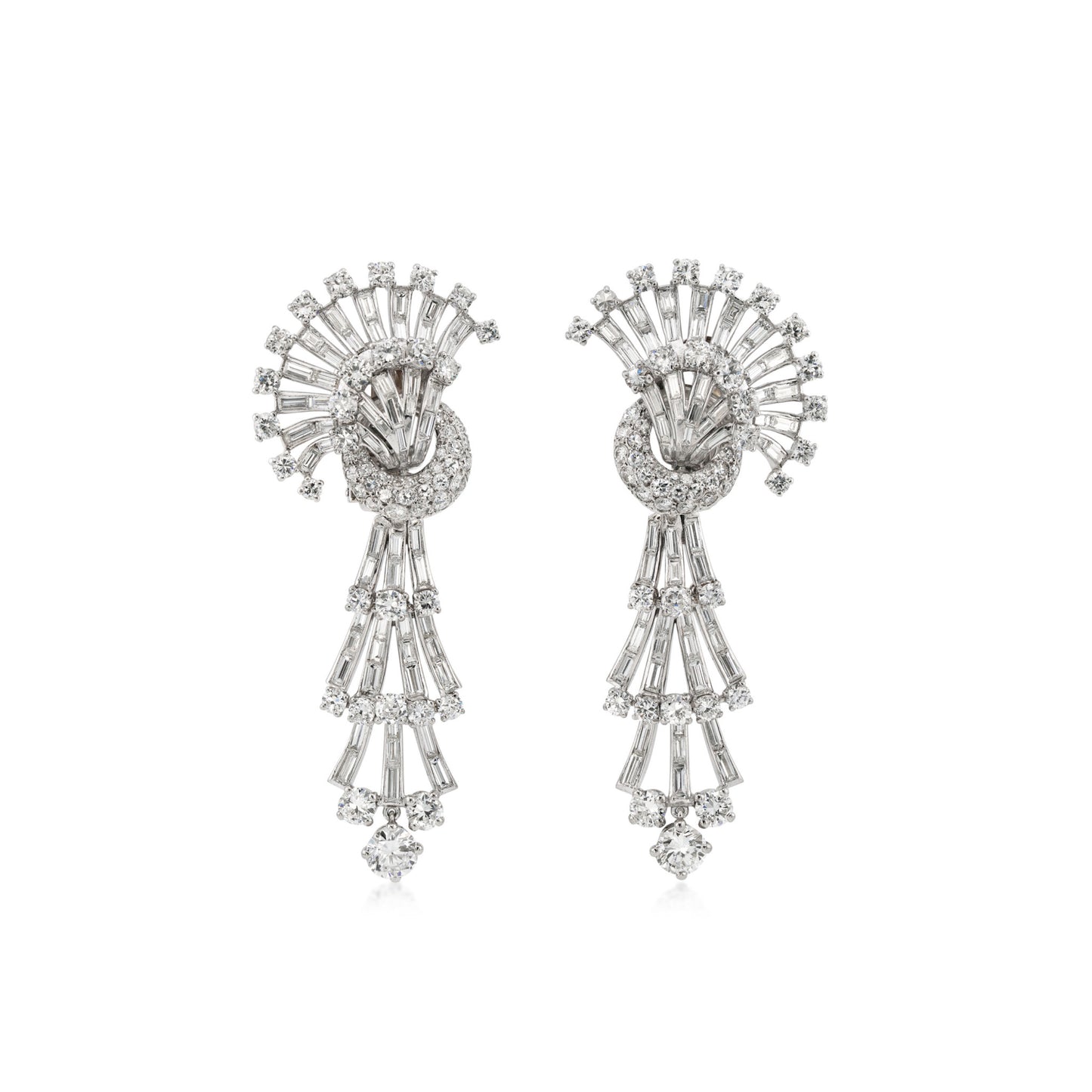 1960s Platinum Diamond Earrings front