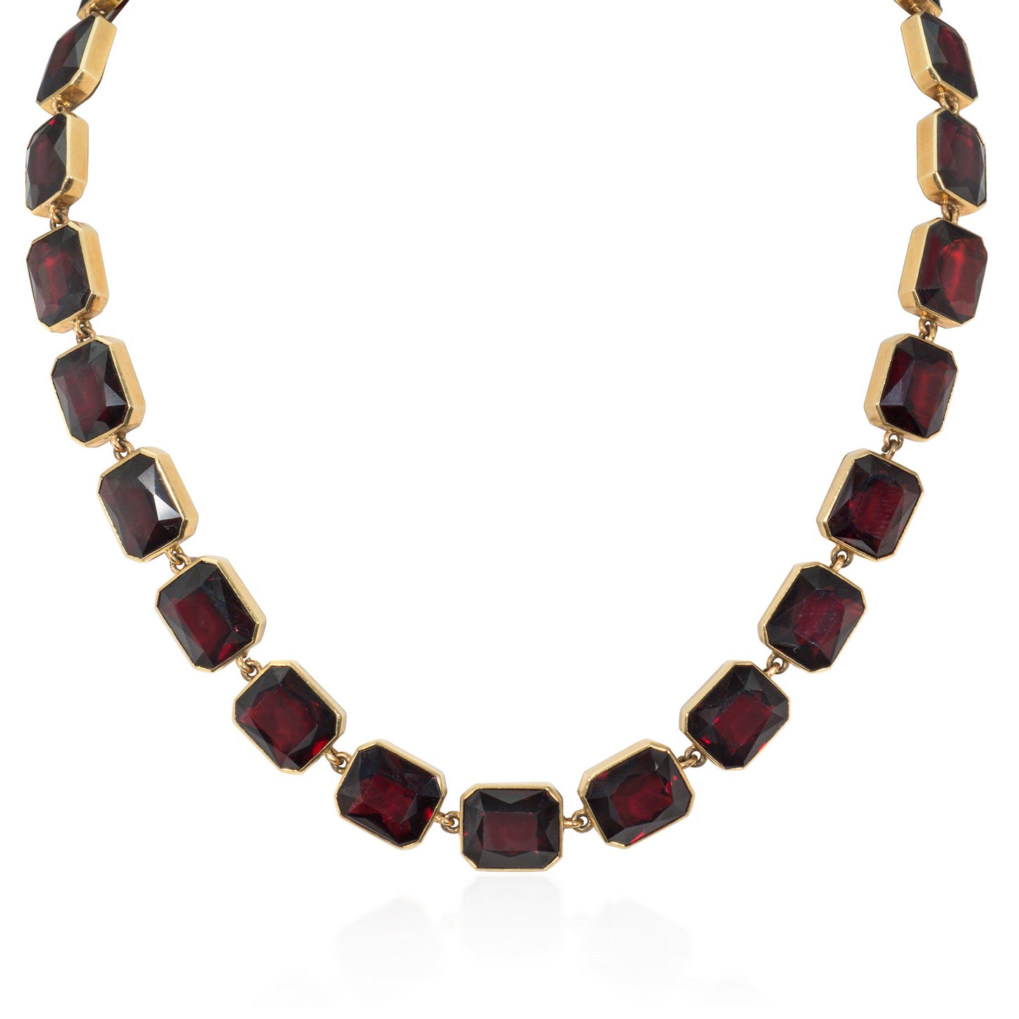 J.E. Caldwell Antique 14KT Yellow Gold Garnet Rivière Necklace front