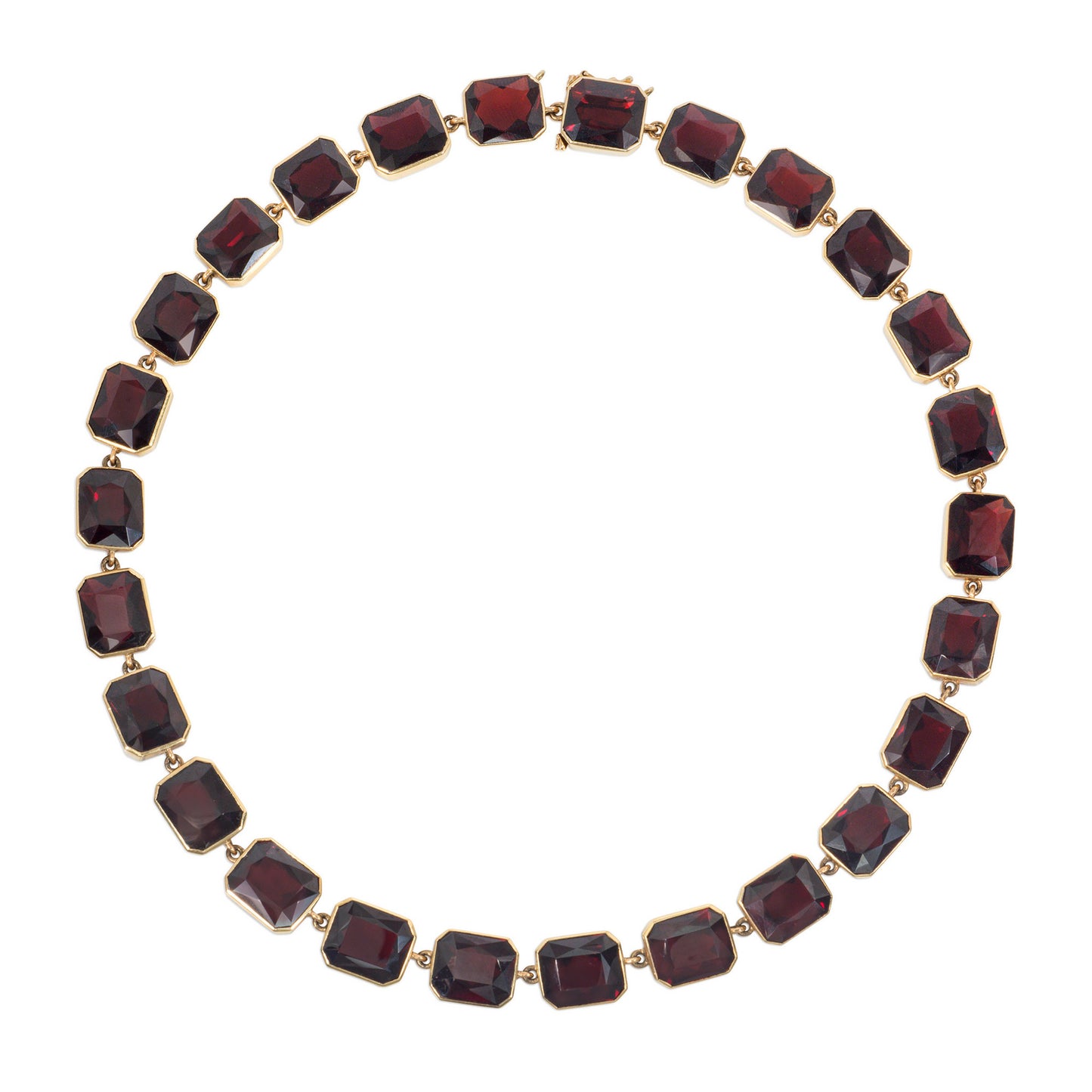 J.E. Caldwell Antique 14KT Yellow Gold Garnet Rivière Necklace front