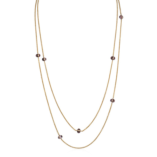 Art Nouveau 14KT Yellow Gold Amethyst Necklace front