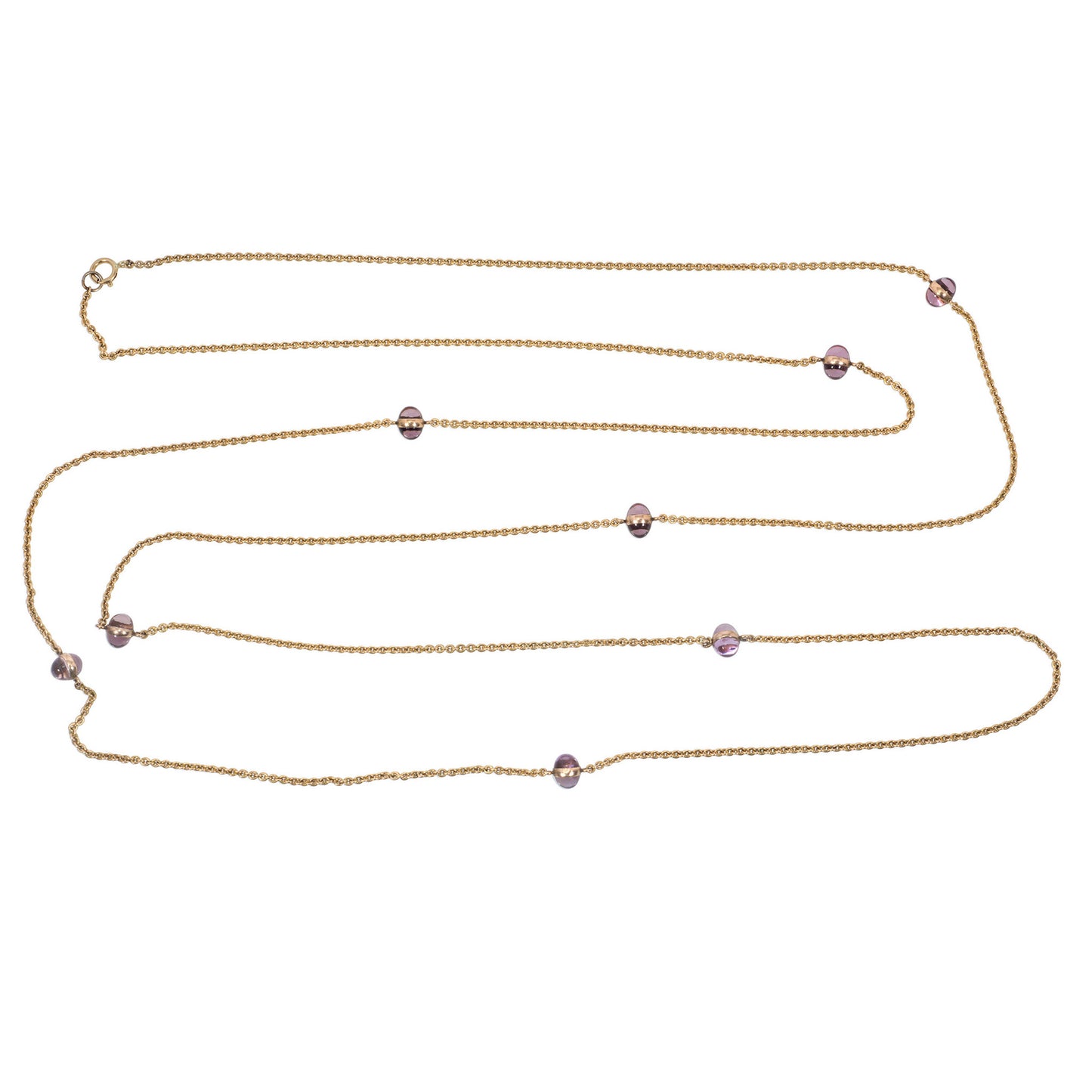 Art Nouveau 14KT Yellow Gold Amethyst Necklace front