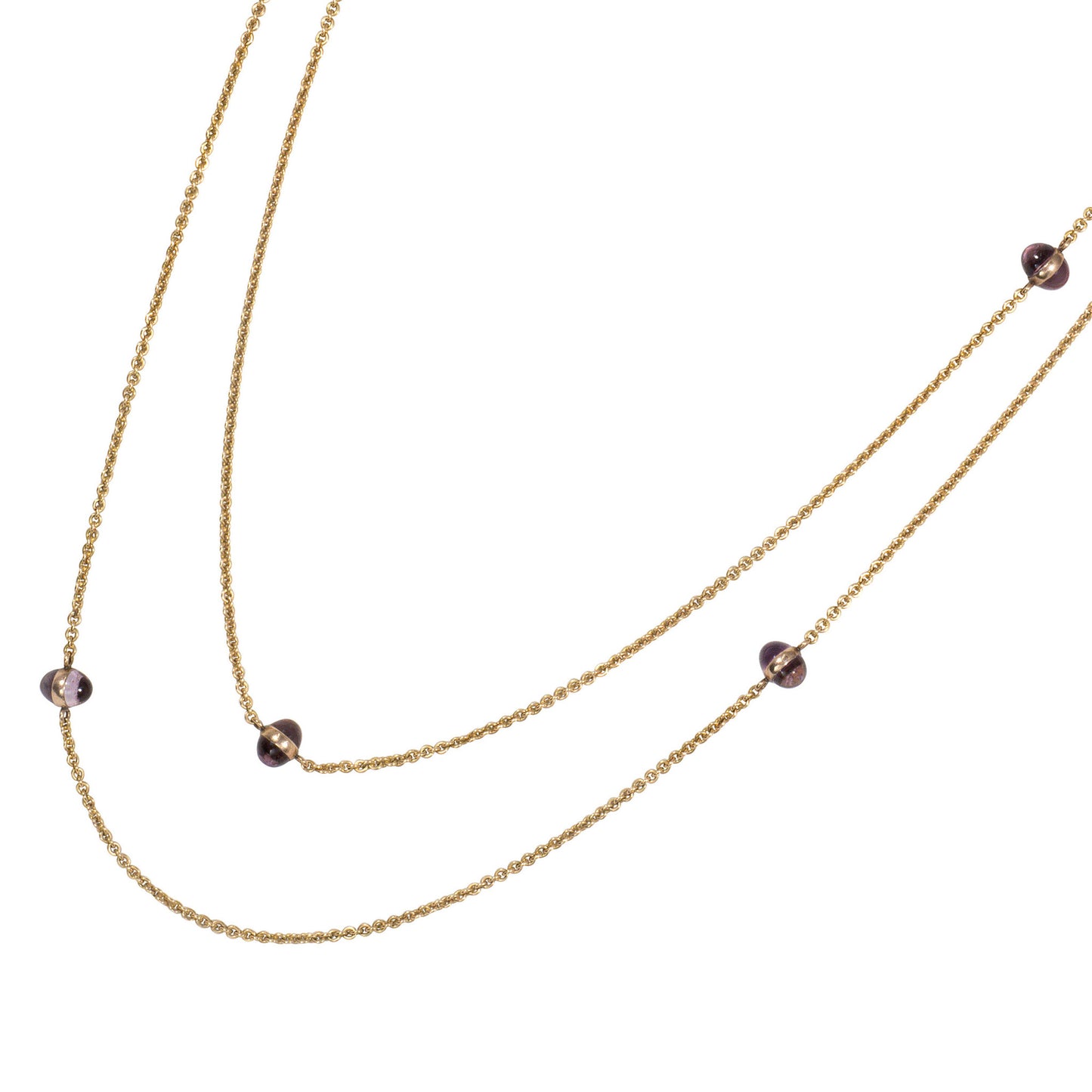 Art Nouveau 14KT Yellow Gold Amethyst Necklace front