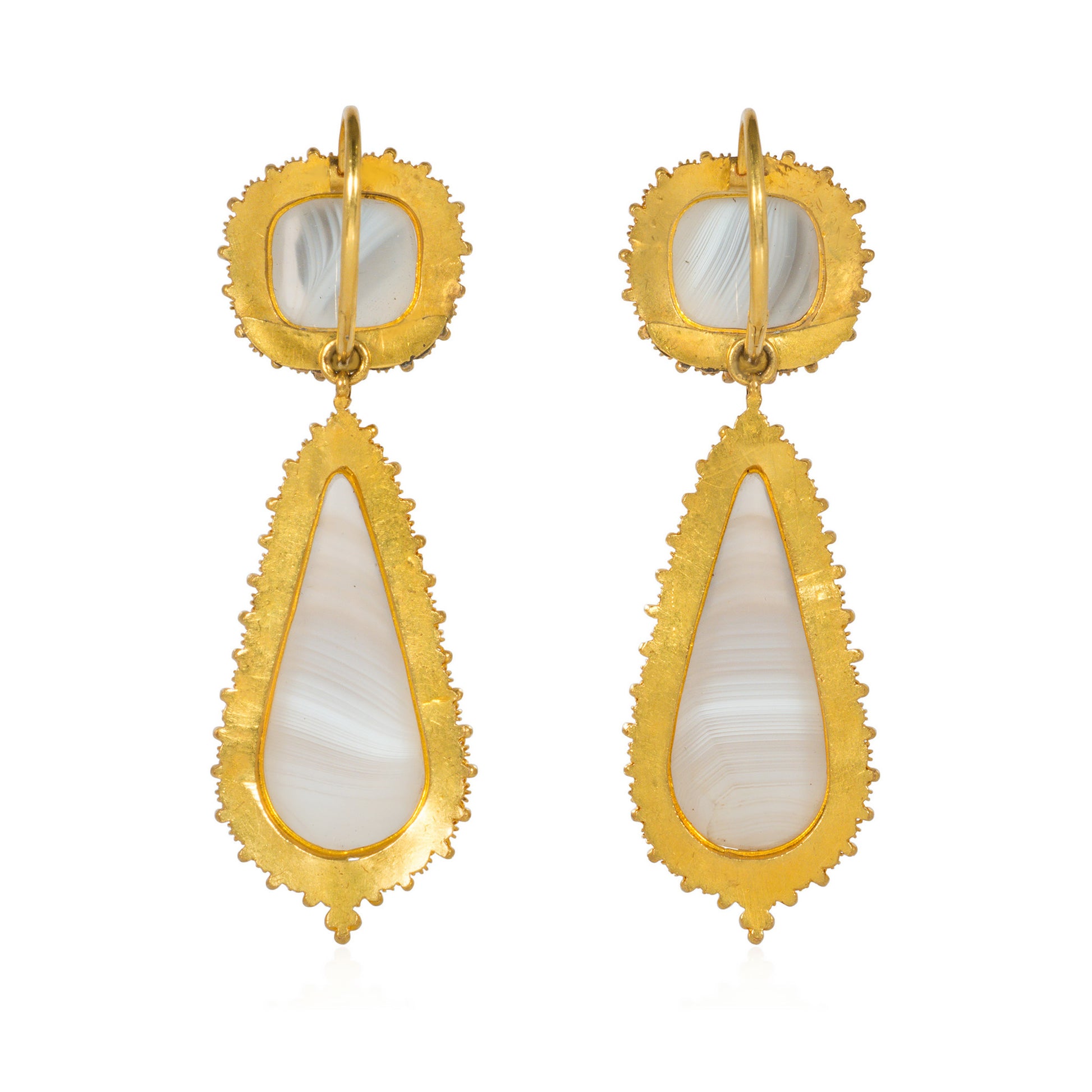 Georgian 18KT Yellow Gold Agate Earrings back