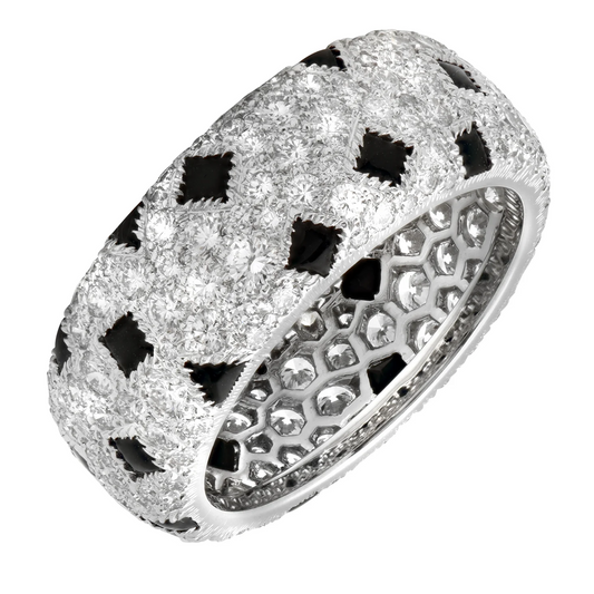 Cartier Post-1980s 18KT White Gold Diamond & Onyx Panthère Ring front