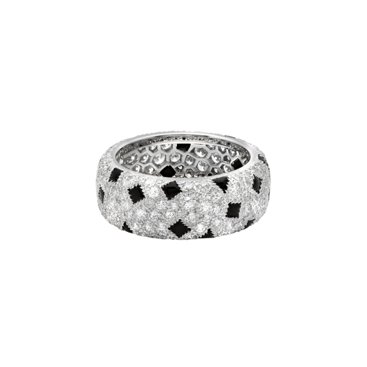Cartier Post-1980s 18KT White Gold Diamond & Onyx Panthère Ring front