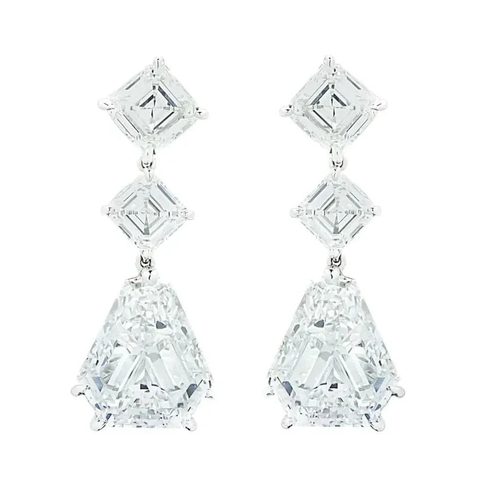 Bulgari Italy Post-1980s Platinum Diamond Earrings front