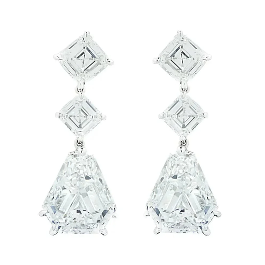 Bulgari Italy Post-1980s Platinum Diamond Earrings front