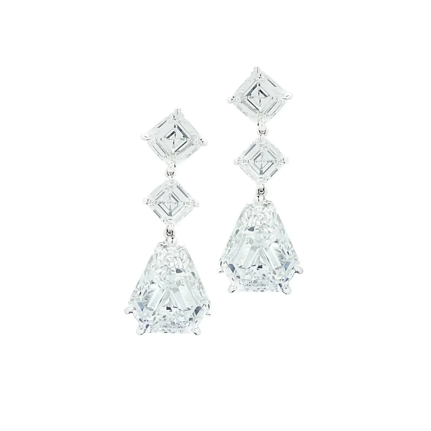 Bulgari Italy Post-1980s Platinum Diamond Earrings front
